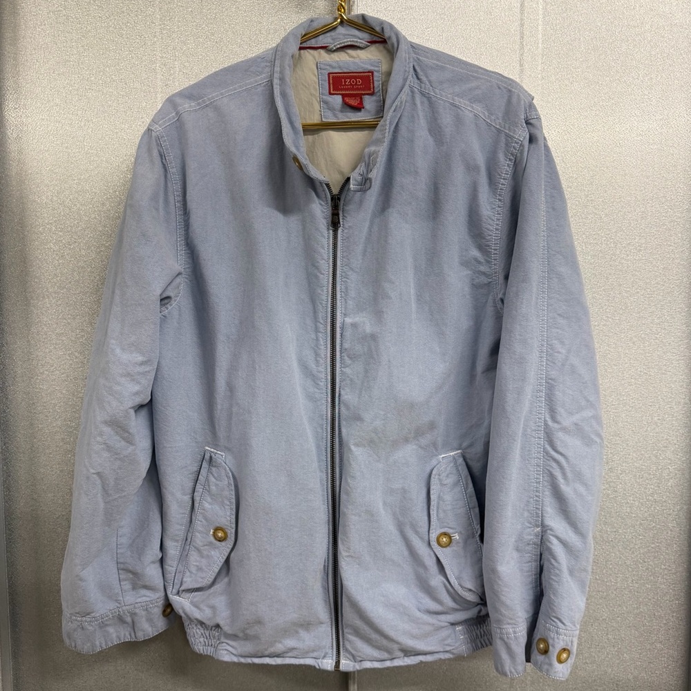 IZOD Lightweight Jacket Blue Full Zip Casual Cotton Men L